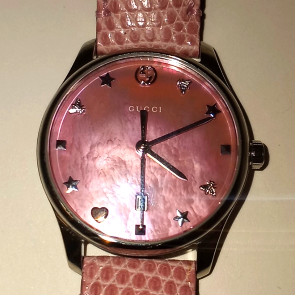 Gucci Pink Snakeskin Leather Band Watch - Picture 9 of 13